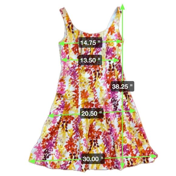 Jones Wear Dress Yellow Pink Red Structured A Line 2000s Floral Womens Size 4 - Picture 6 of 6